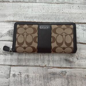 Coach Tan and Brown Signature Wallet